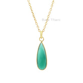 Green Onyx 8x25mm Gemstone Necklace, 18k Gold Plated Sterling Silver Necklace, Christmas Gift Necklace, Delicate Necklace, Bezel Necklace